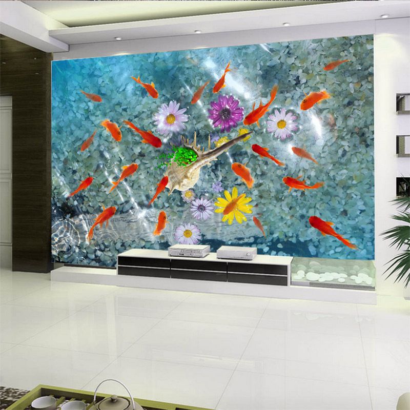 Compre 3d Espaco De Seda Grande Mural Papel De Parede Agua Flores Grupo De Peixe Bonito E Glitter Rolo De Papel De Parede De Luckyqiyi 53 06 Pt Dhgate Com