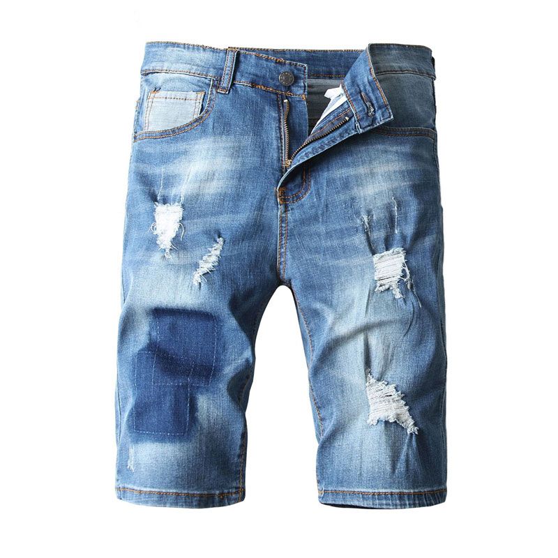 mens jean shorts distressed