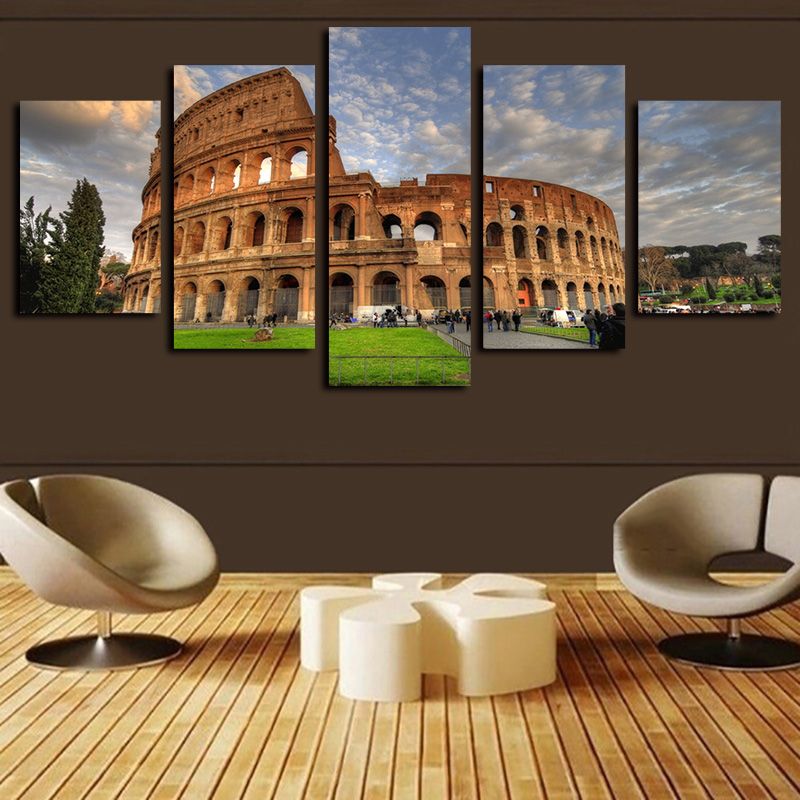 Rome Colosseum Building Modern Canvas Painting Wall Art Modular Picture 4 Pieces