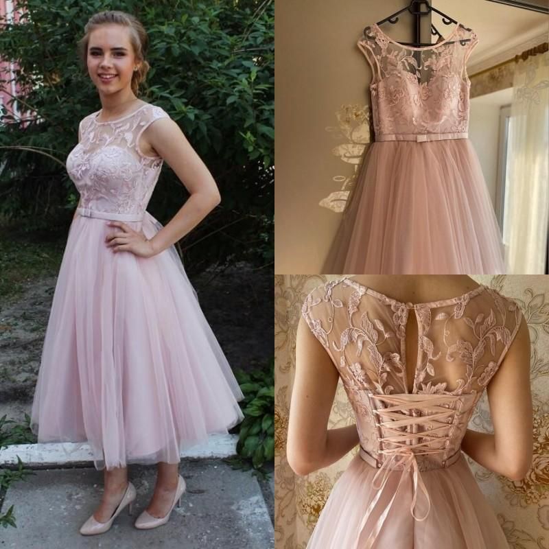 2020 Jewel Homecoming Dresses Lace Tulle A Line Tea Length Short Prom Dress Pink Cocktail Party Dresses Cheap Black Homecoming Dresses Cheap Homecoming Dresses Under 50 Dollars From Magicdress2011, $104.02Com
