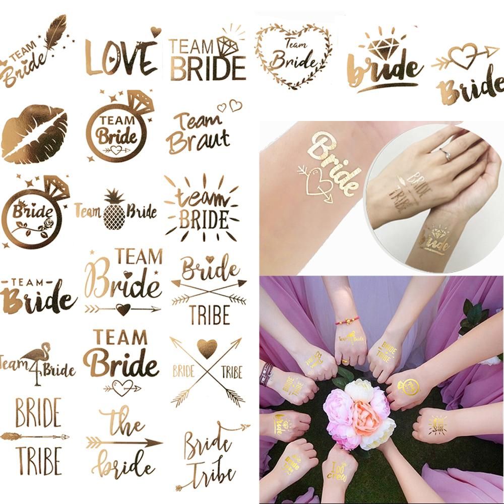 50 styles Wedding party Bride Bridesmaid tribe squad temporary tattoo Hen  Night Golden Sticker bride to