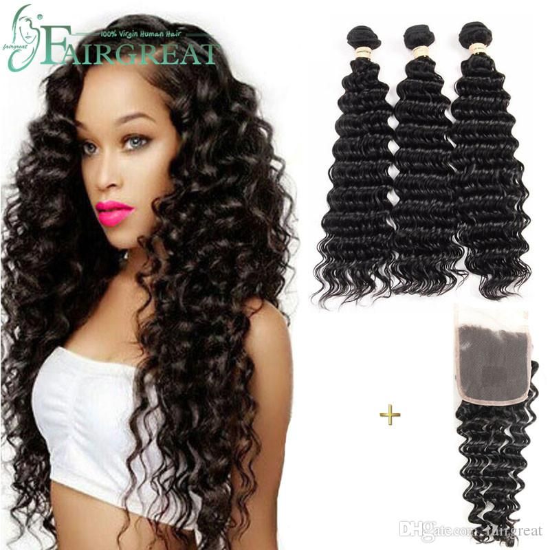 Deep Wave Brazilian Human Hair Weaves 100 Unprocessed Human Hair