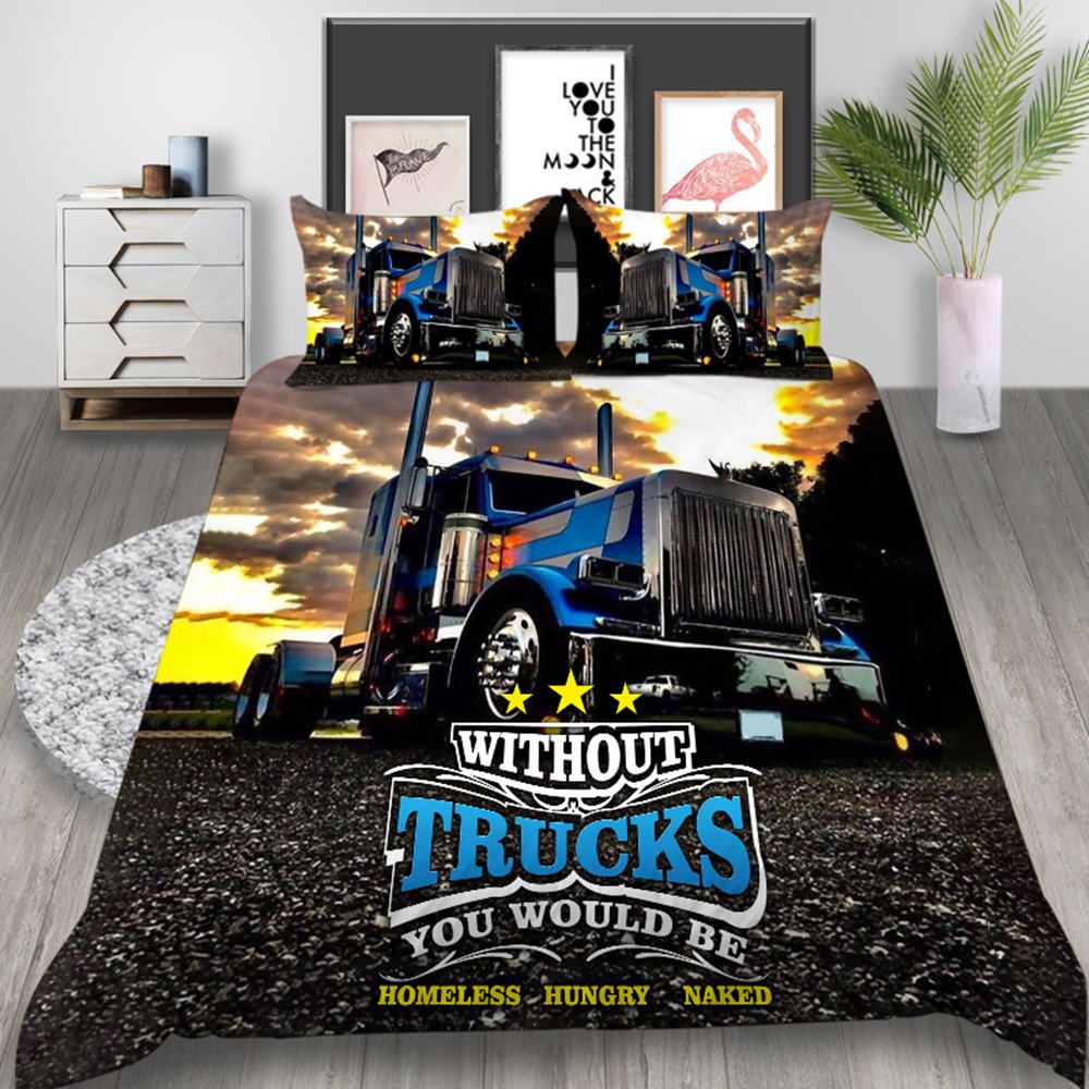 Truck Printed Handsome Bedding Set King Size Sad 3d Duvet Cover