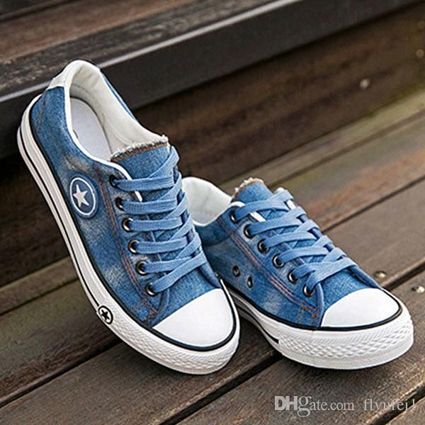 Fashion Women Denim Jeans Sneaker Classic Low Top Canvas Casual
