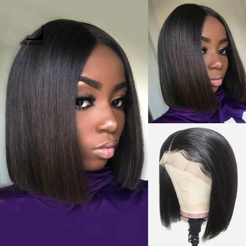 16inch Short Lace Front Human Hair Wigs Brazilian Straight Bob Wig