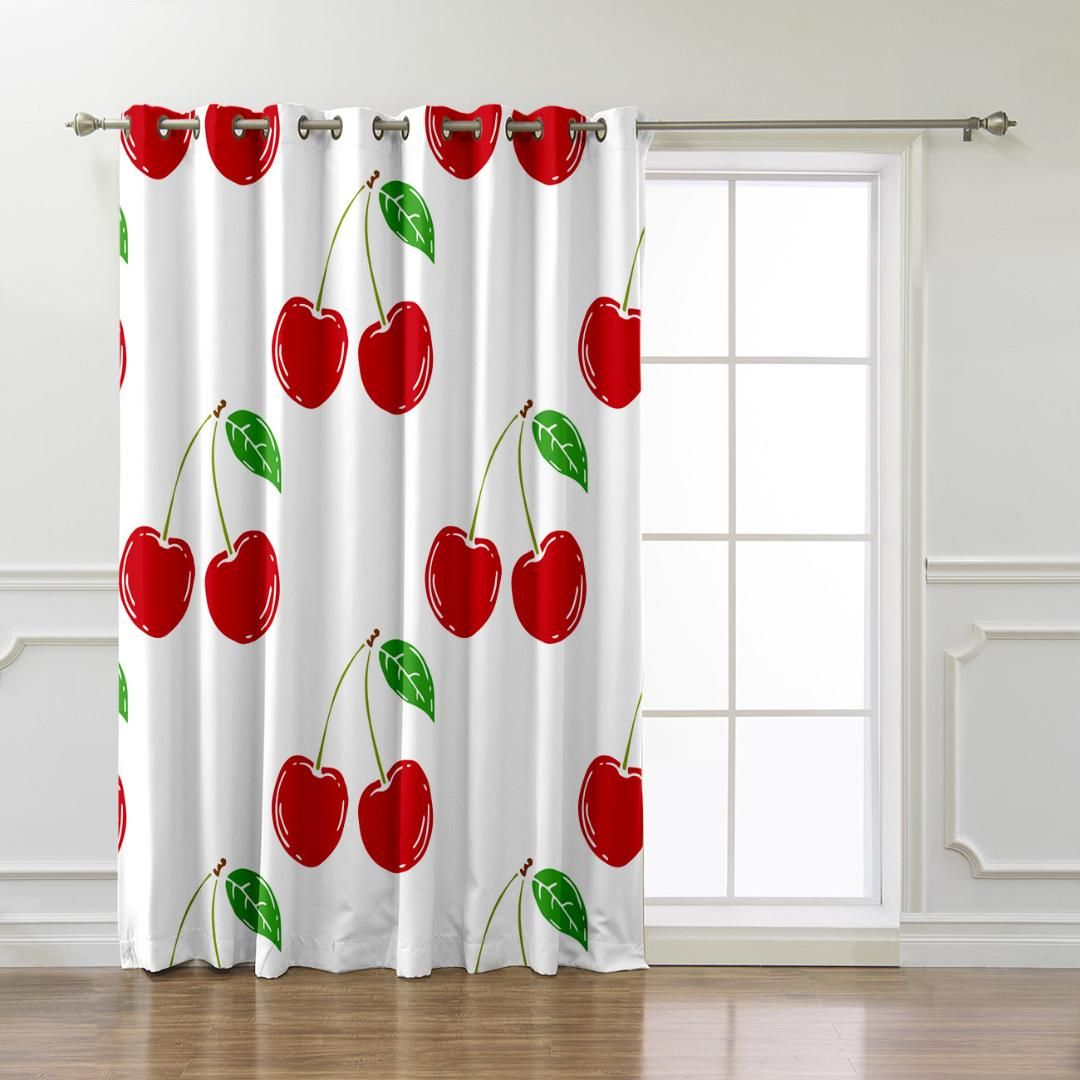 2019 Cherry Room Curtains Large Window Bedroom Kitchen Fabric