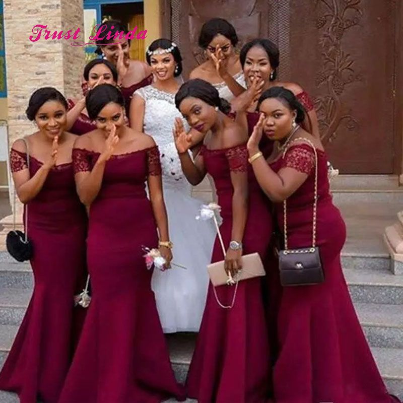 Burgundy satin bridesmaid dress Clearance