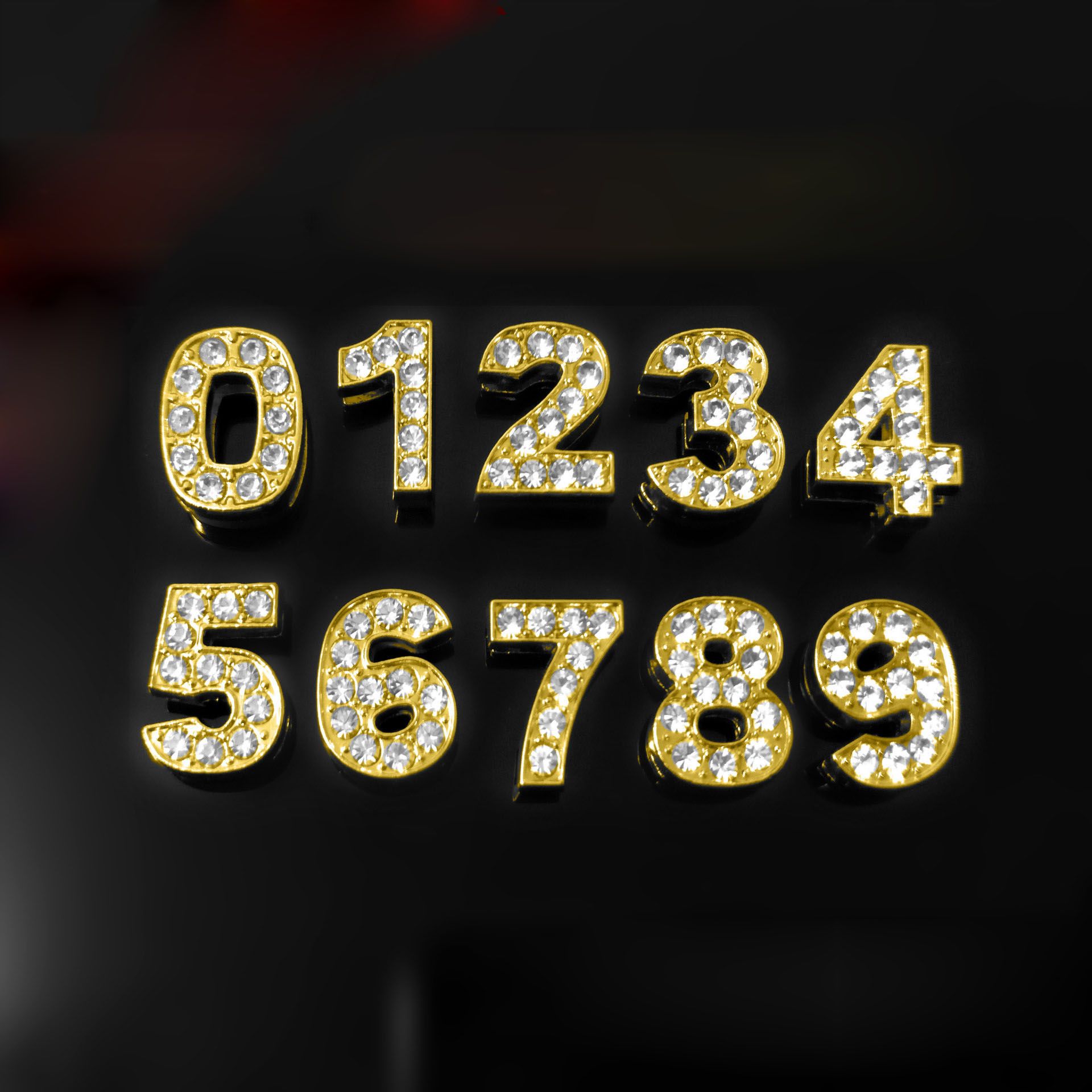 10mm Golden Full Diamond Numbers License Plate Key Chain Letters Jewelry  Findings Components Designer Charms Designer Jewelry Accessories From  Watchjewelry, $0.03 | DHgate.Com