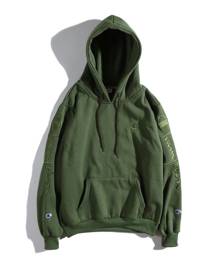 olive green champion hoodie women's