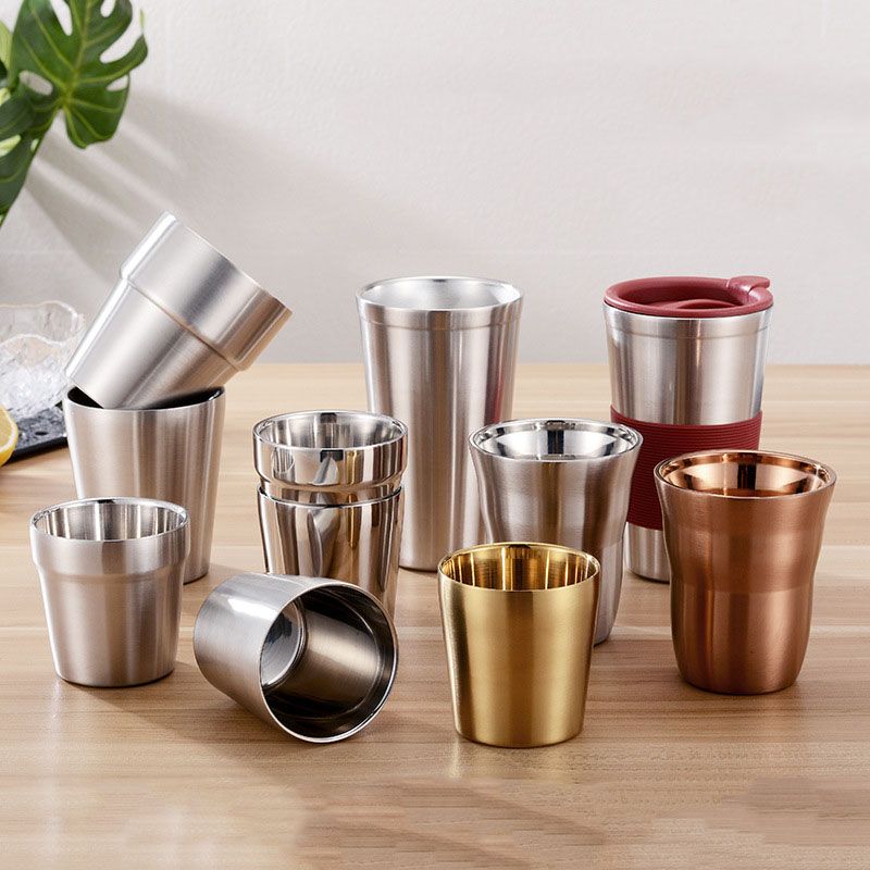 Portable Mug Cup Double Wall Travel Tumbler Coffee Mugs Tea Cups Stainless Steel