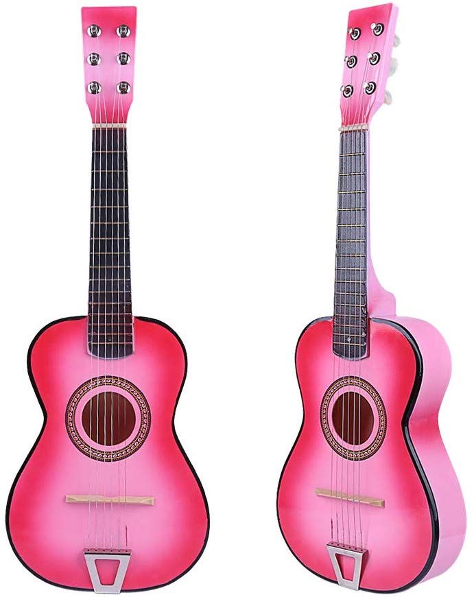 madera dejar comestible RuiyiF juguetes rosa guitarra 6 cuerdas de los niños, juguetes para niños  de 21 pulgadas guitarra