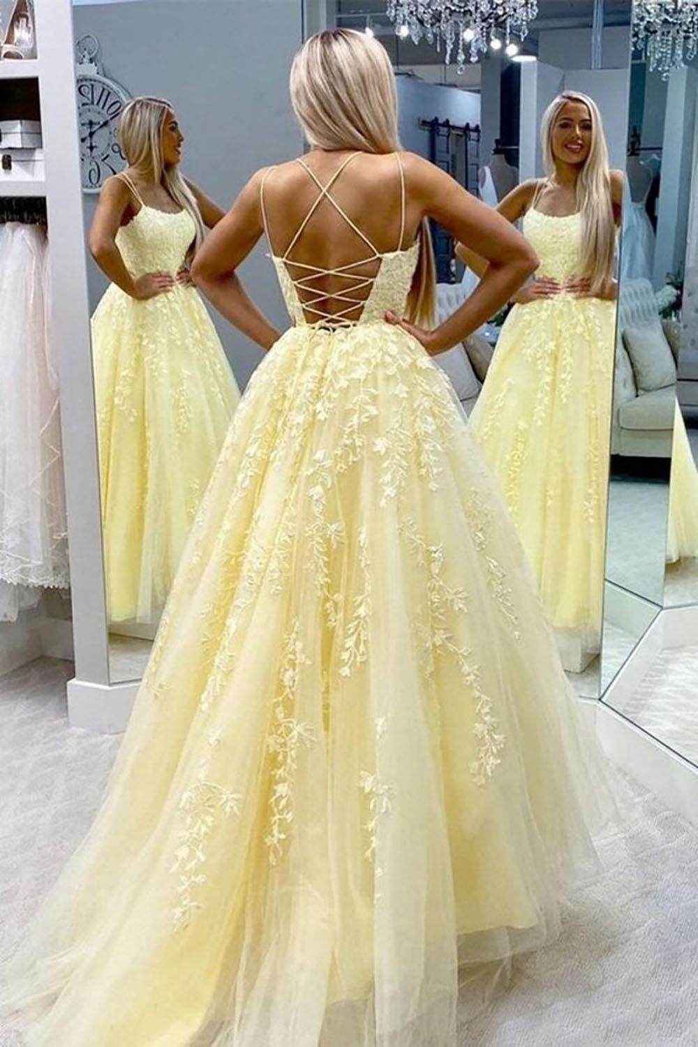 yellow floor length gown