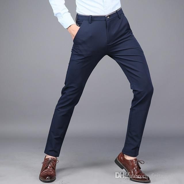 Compra Vestido Para Hombre Pantalones De Traje Formal Trajes De Ajuste  Elástico Pantalones Para Hombres Pantalones De Oficina Hombres Pantalones  Pitillo Casuales De Negocios Negro Azul # 495875 Barato | Entrega Rápida