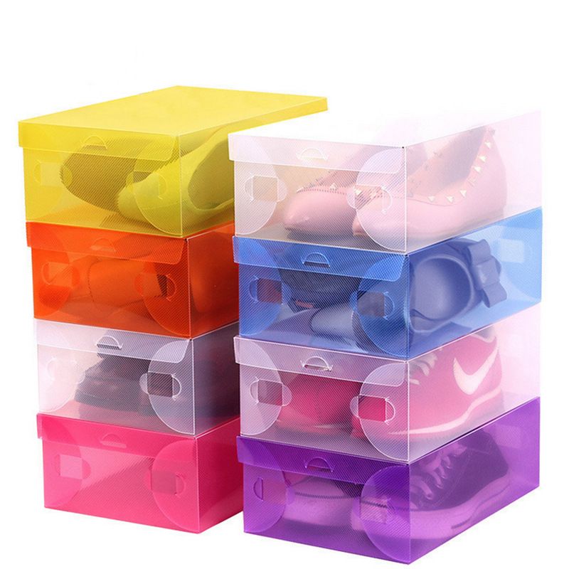 Transparent Shoebox With Lid Clear Plastic Shoe Clamshell Storage Boxes Bins Boots High Heels