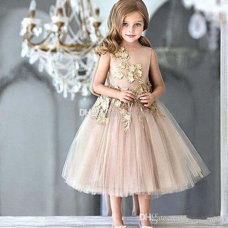 champagne gold flower girl dresses