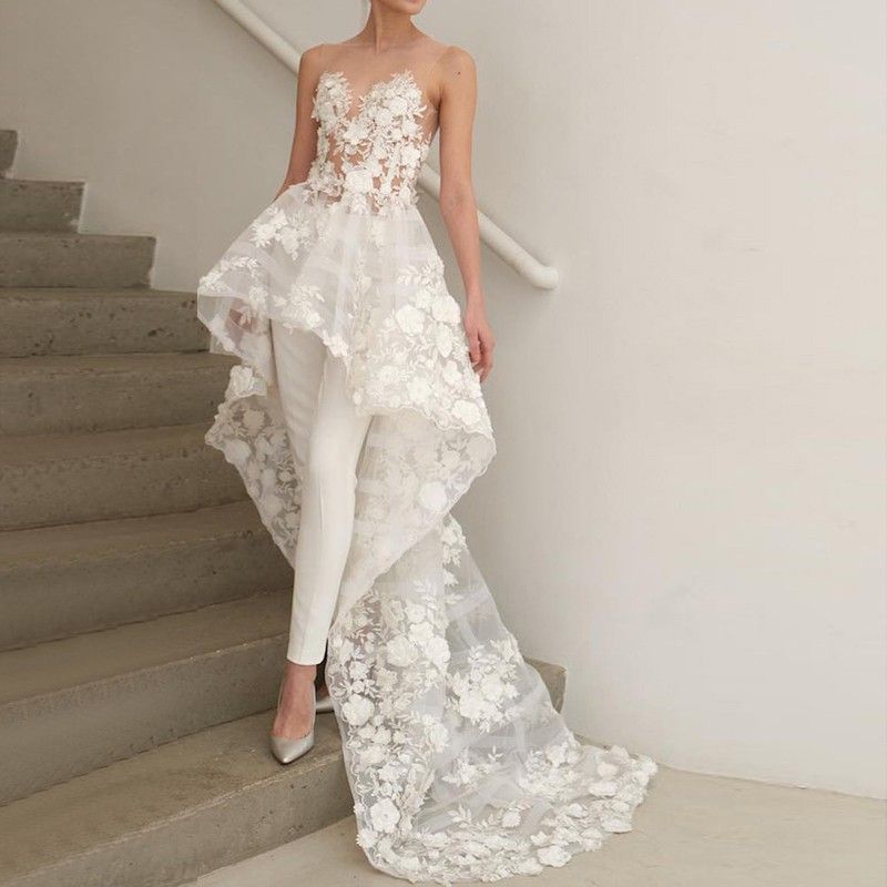 pantsuit wedding gown