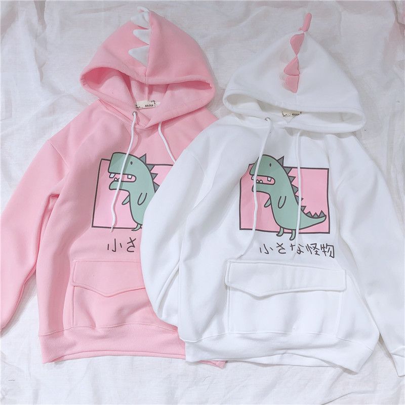 Patrón dinosaurio lindo de las mujeres sudadera con Kawaii Harajuku niña estudiante Casual Pullover