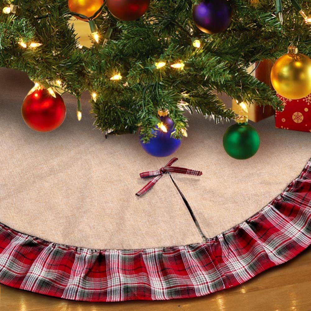 Christmas Tree Skirts Bowknot Patchwork Home Pad Red Lattices Linen Ornament Festival Supplies Decoration 48 Inch Christmas Decorations To Make Christmas Decorations Uk From Qwonly Shop 10 31 Dhgate Com