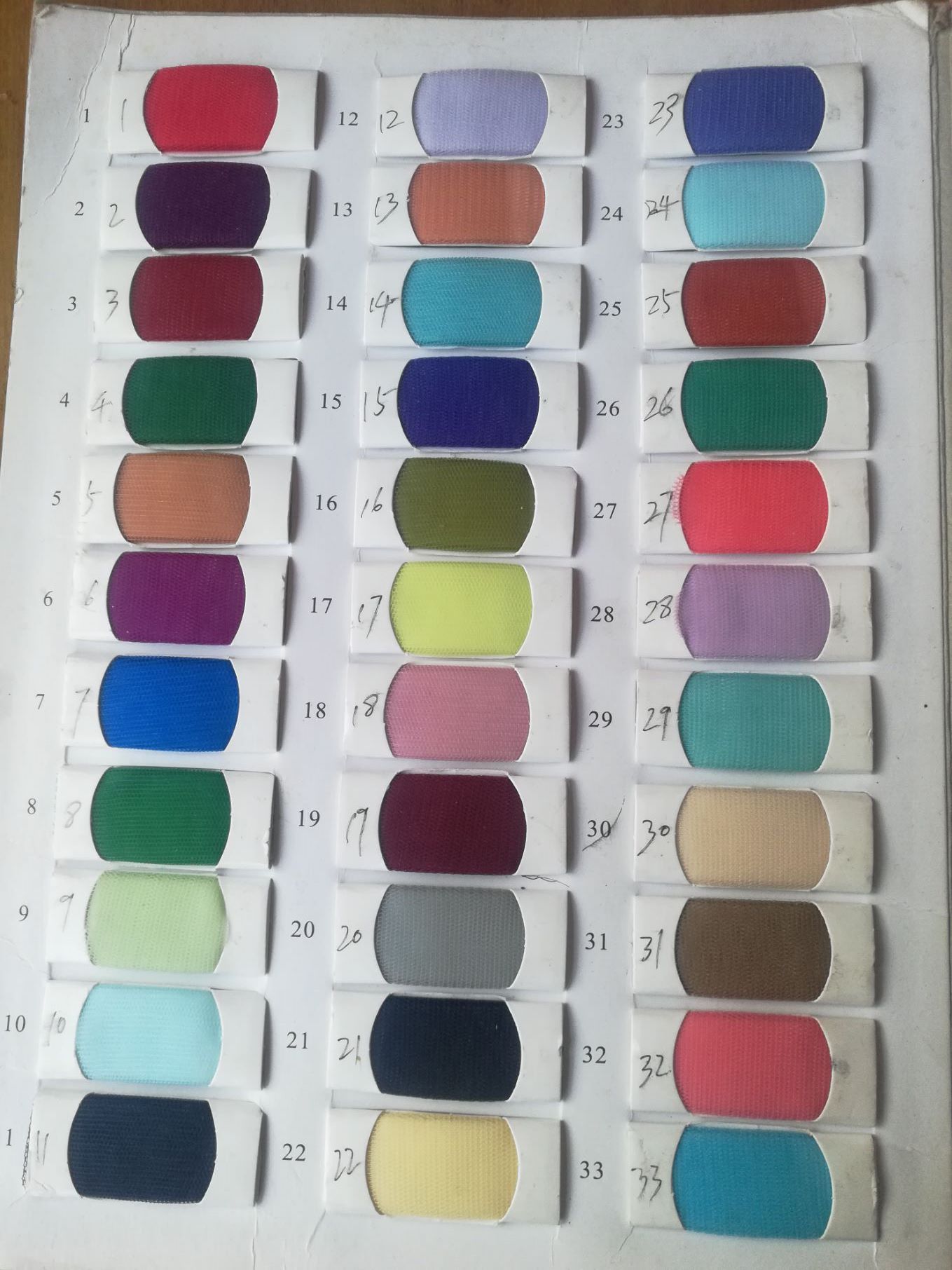 Su misura realizzato dalla tabella dei colori