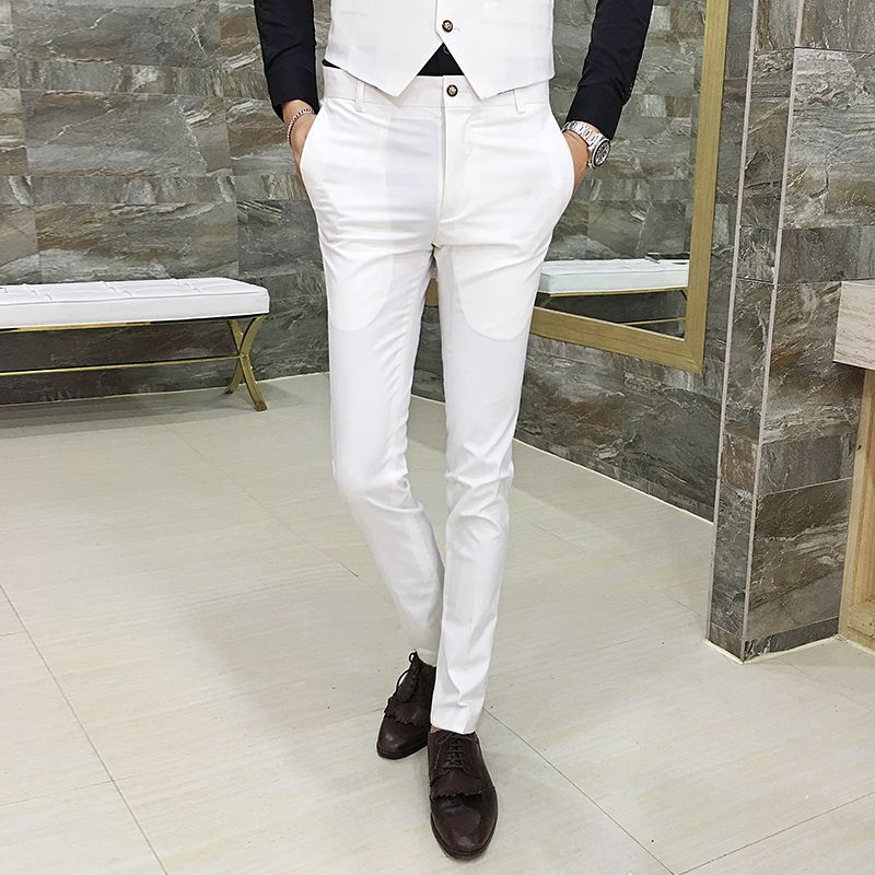 2019 White Men Suit Pant Fashion Business Casual Mens Dress Pants