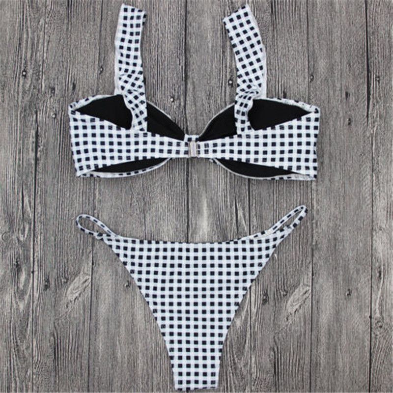 black and white plaid bathing suit