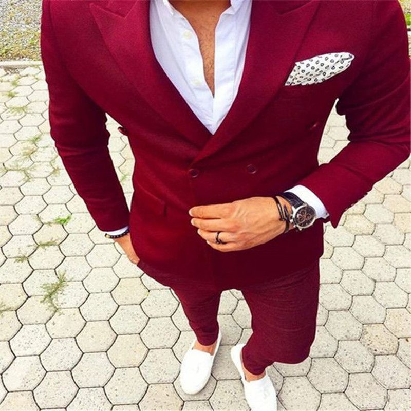 Compra Terno Rojo A Medida Trajes De Hombre De Moda Muesca Delgada Solapa 2  Piezas Último Abrigo Pantalón Diseño De La Boda Del Novio Prom Blazer  Chaqueta + Pantalón Barato | Entrega