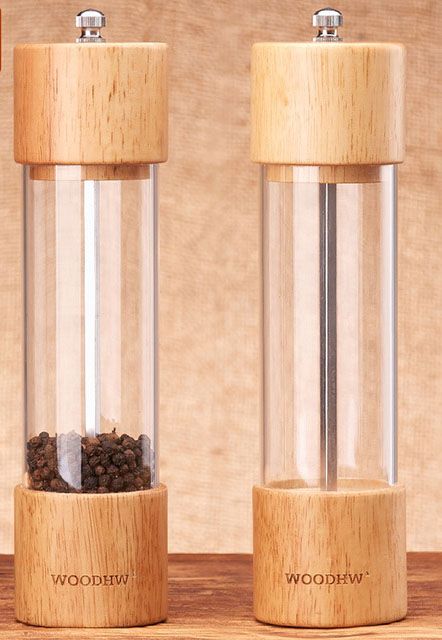 wooden salt and pepper grinders