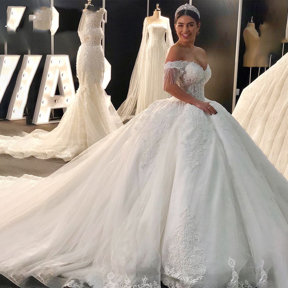 Vestido novia Sexy Sweetheart Royal Tren vestido de bola vestido de novia 2019 Luxury Lace Cap Vestido novia Sexy Sweetheart Royal Tren vestido de bola vestido de novia 2019 Luxury Lace Cap