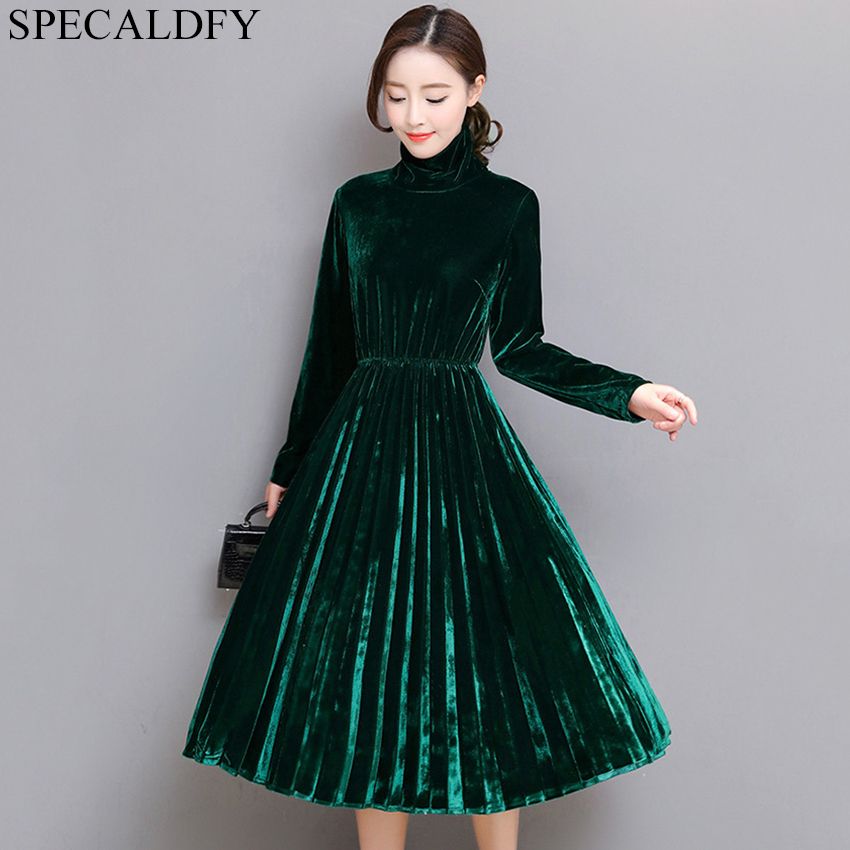 womens green velvet dress