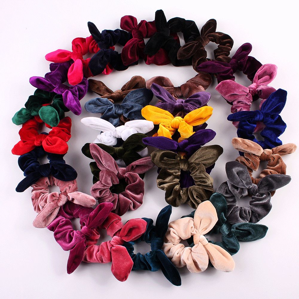 2019 Velvet Hair Scrunchies Hair Ties Bun Ring Chiffon Silk Scrunchy Elastic Lot