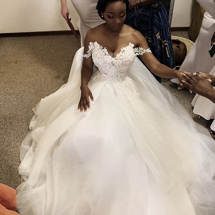 African Lace Ball Gown Wedding Dresses Vintage Off ...