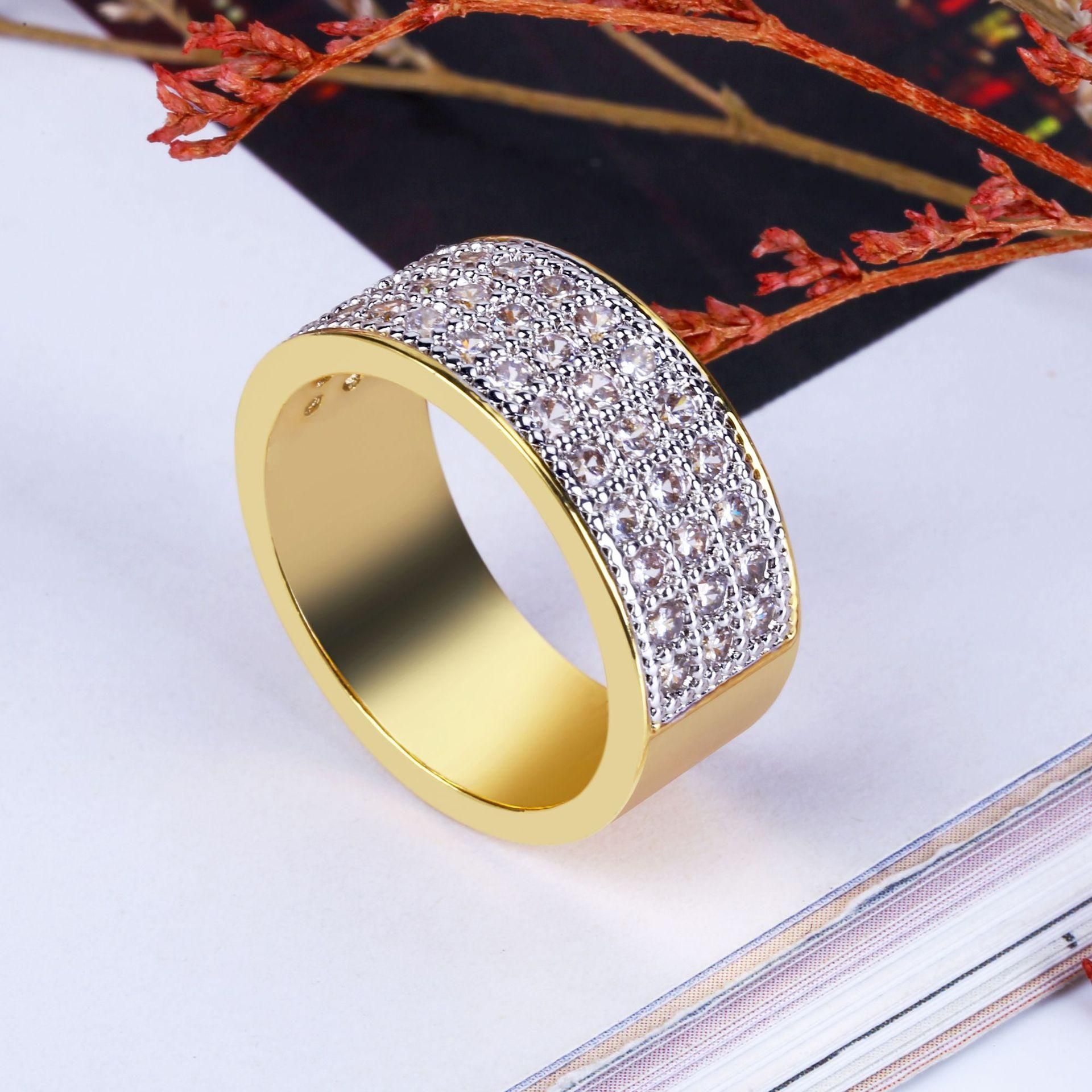 Classic Rings For Mens Luxury Design Gold Ring Fashion 3 Rows Diamond Ring Jewelry Party