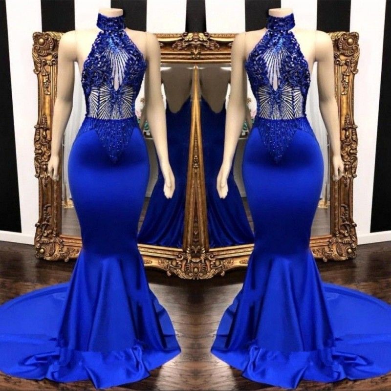 sexy royal blue prom dress