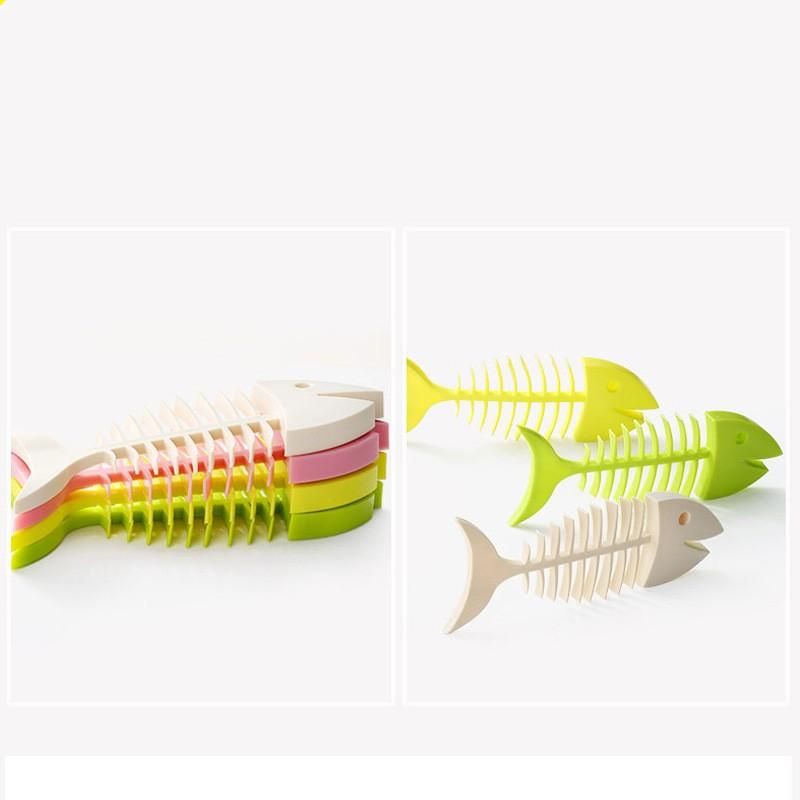 Plastic Fish Bone Shaped Soap Dish Soap Box Tray With Drain For Kitchen Bathroom