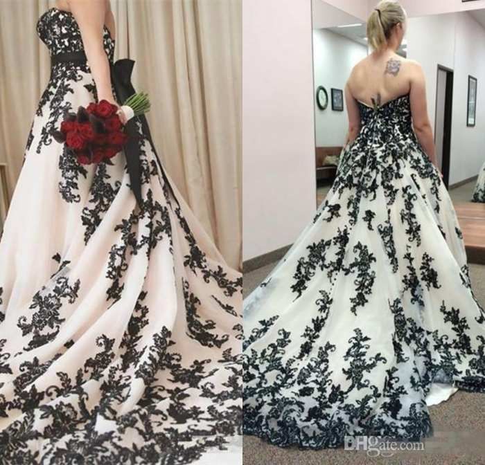 plus size black and white wedding dresses