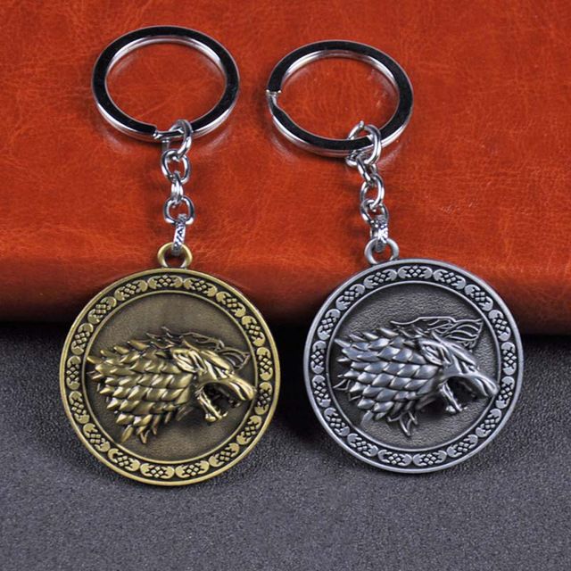 Game of Thrones Keychain House Stark Winterfell Wolf Symbol Badge