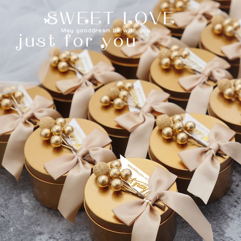 Wedding Candy Box Gold Tin Round Iron Box Creative Ribbon Bow Chocolate Flower Boxes Party Packaging Gift Design Wrapping Paper Design Wrapping Paper Online From Zwinz23 68 53 Dhgate Com