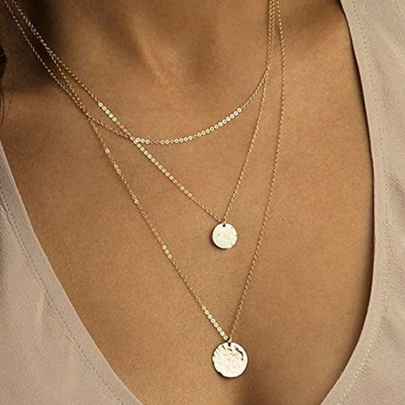 silver layered necklace set
