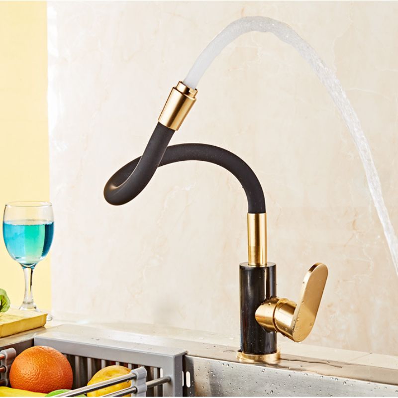 2021 360 Swivel Gold And BLACK Kitchen Faucet Space Aluminum Gold
