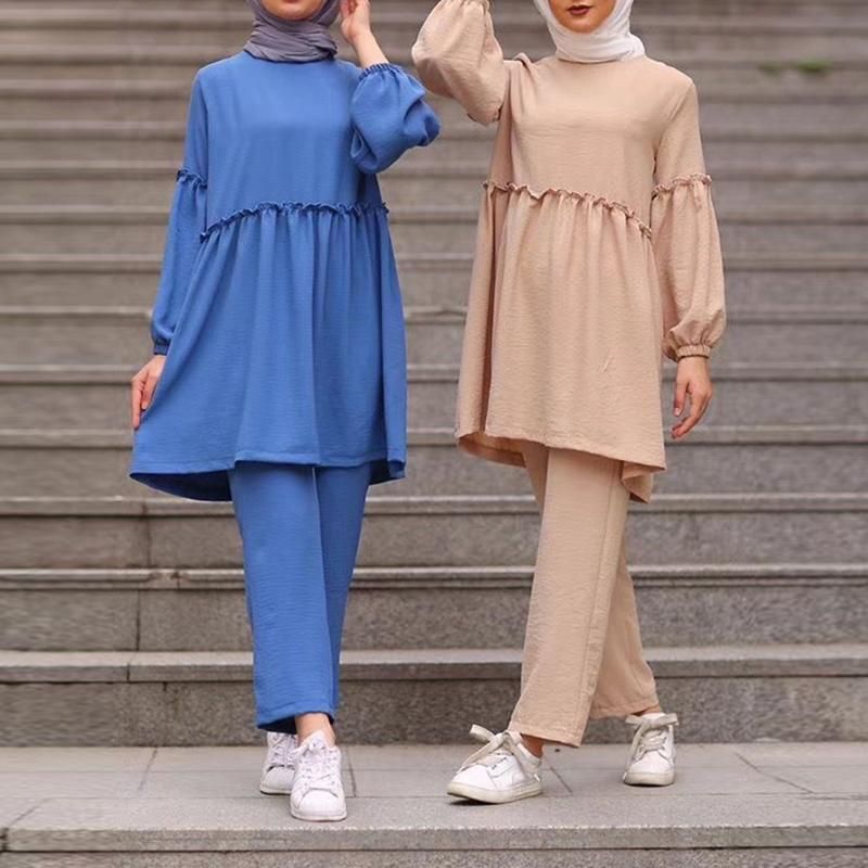 2020 Abaya Turkey Two Piece Muslim Sets Hijab Dress Kaftan Islam Clothing For Women Ensemble Femme Pantalon Elegant Musulman From Songzhi 28 93 Dhgate Com