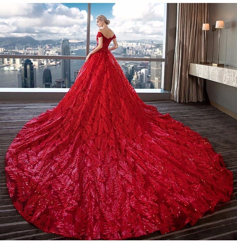 red sparkly wedding dress