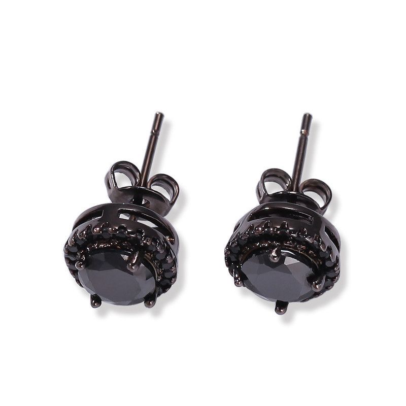 para hombre Joyería Hiphop Bling Cubic Zirconia Ice Out Pendientes de de negro