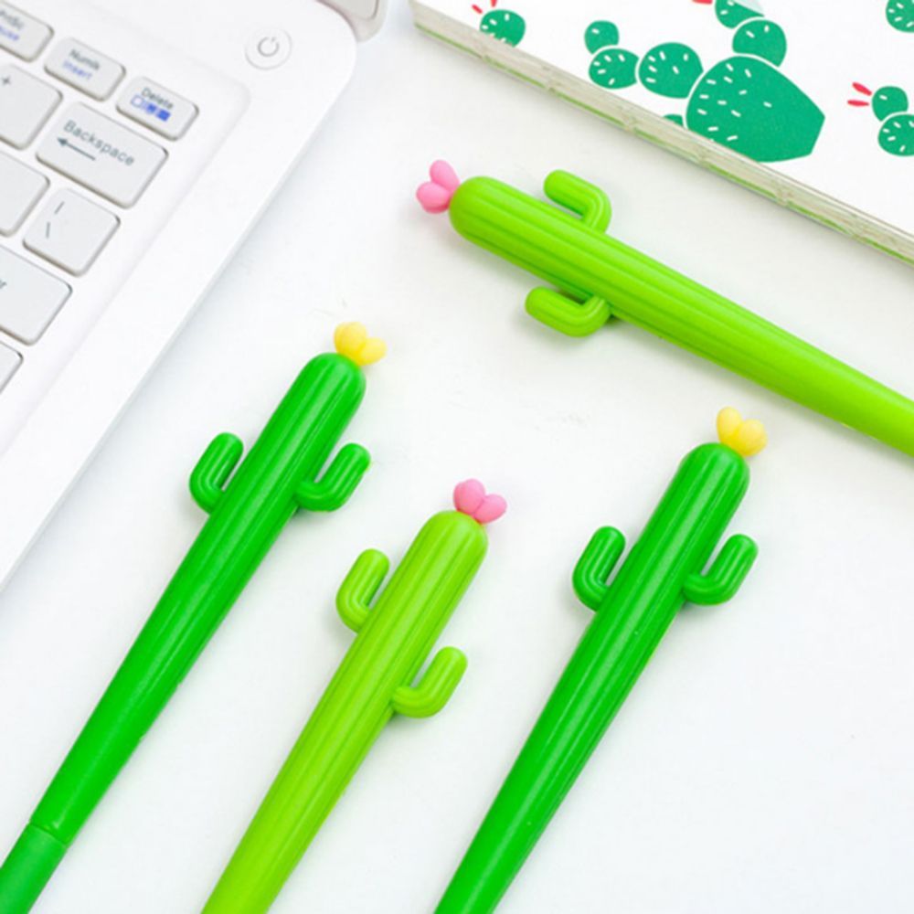 Random Color 2pcs Novelty Cactus Promotional Gel Pen Office School Supplies 