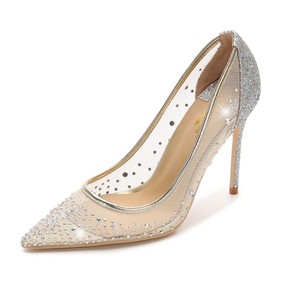 nude crystal shoes