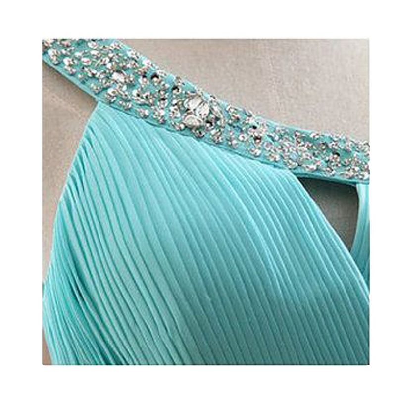 Elegante Chiffon A Spalla In Chiffon Tiffany Blu Abiti Da Damigella Donore  A Line Cristalli Perline Cameriera Di Abiti Da Onore Abiti Da Onore Pizzo  Schiena Da 86,02 € | DHgate Italy