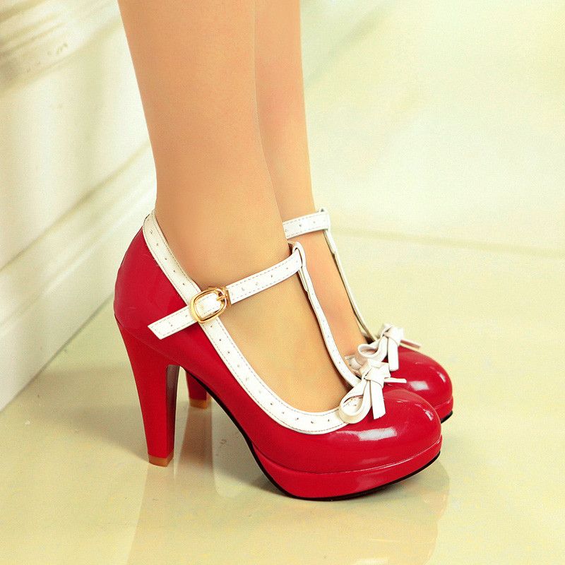 ladies red mary jane shoes