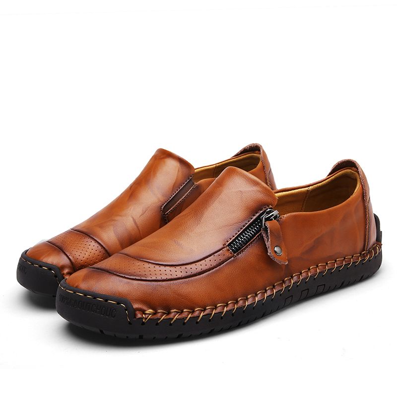 Mens Shoes Genuine Leather Shoes Men Loafers Retro Trend Casual Business Male Flats