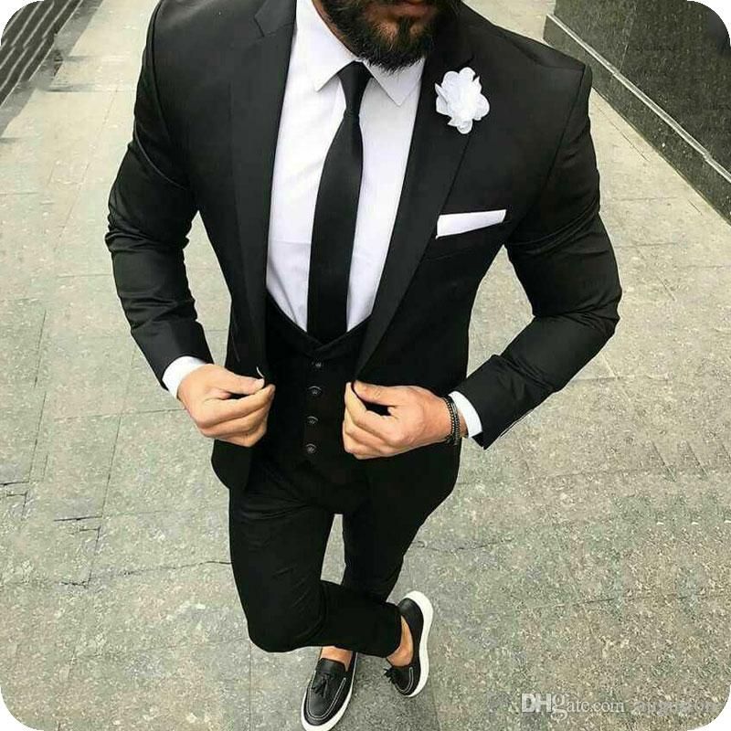 Compra Negro Boda De Los Hombres Trajes Del Ajuste Delgado Hombre De  Negocios Traje Smoking Del Novio Ocasional De Los Padrinos De Las Chaquetas  Del Traje Del Hombre Por Encargo Terno Masculino
