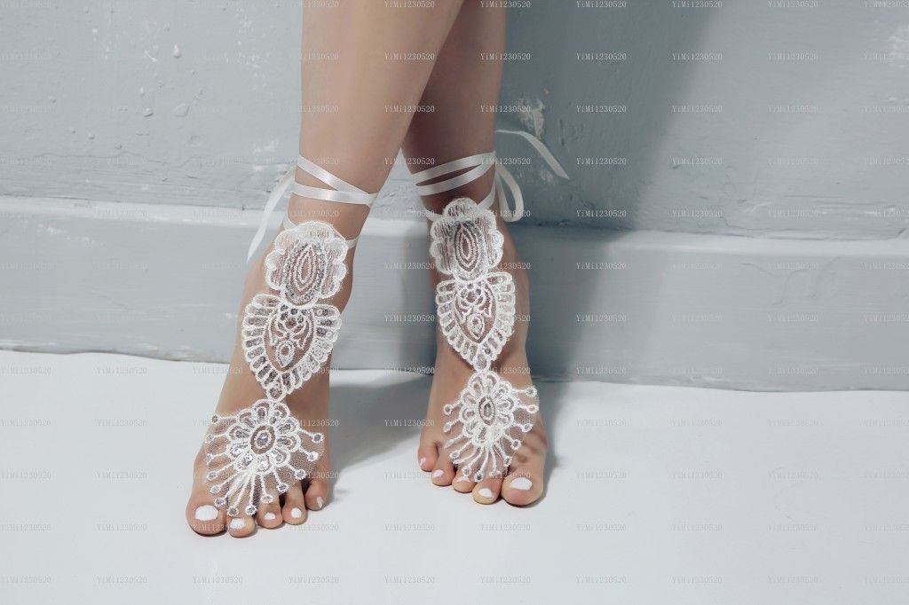 lace barefoot sandals wedding