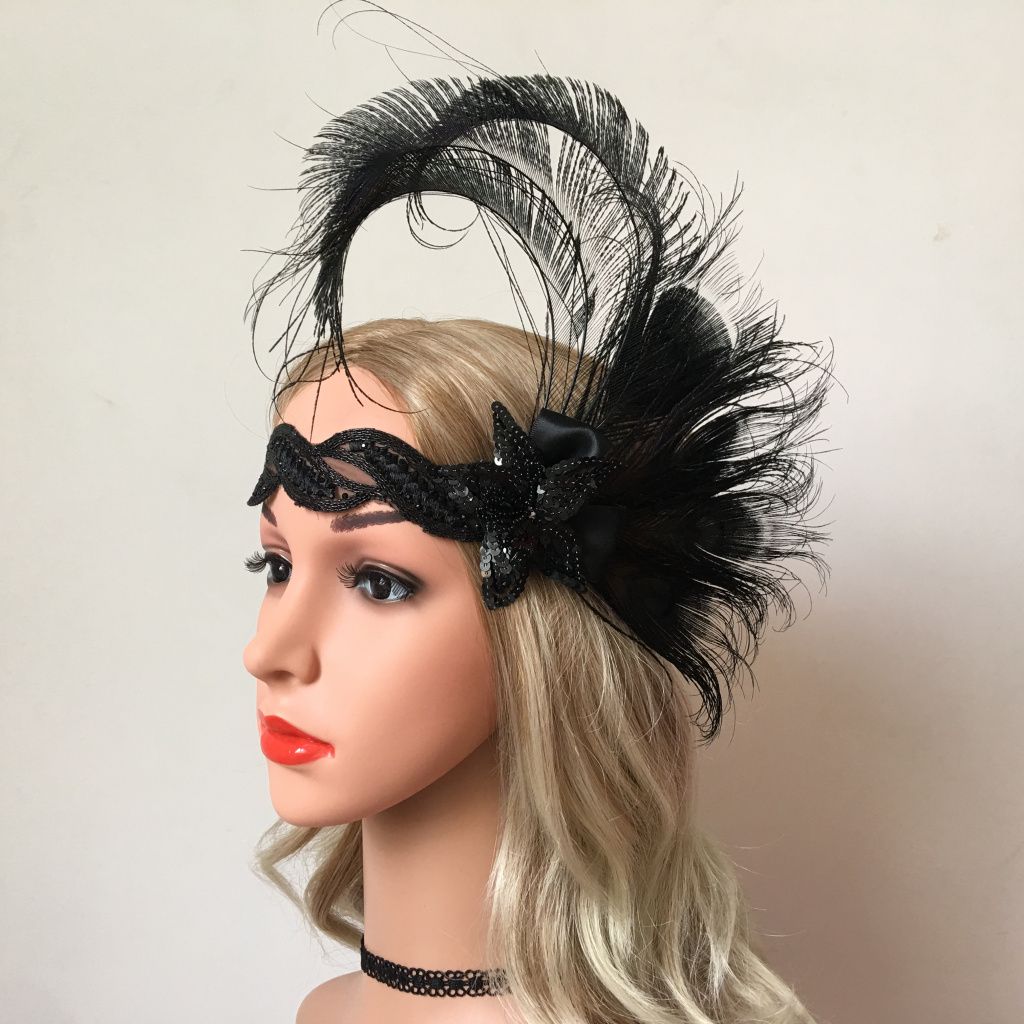 Prettyia 1920s Flapper Headpiece Roaring 20s Feather Headband